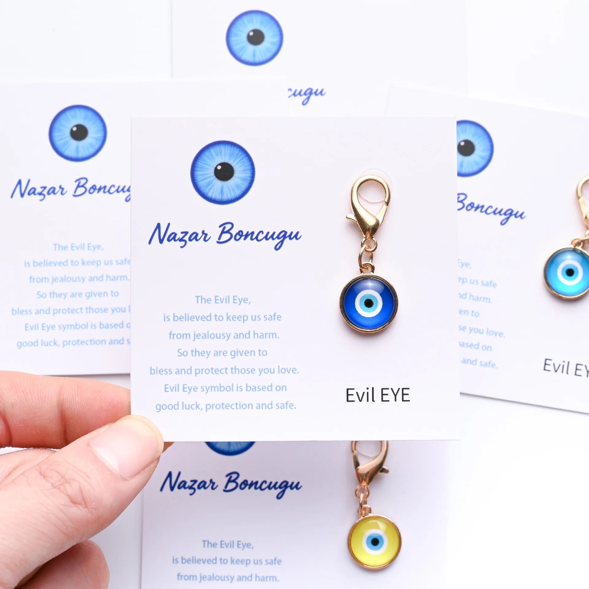1pc Trendy Turkish Blue Evil Eye Keychain with Cute Charm Personalized Key Ring Stylish Bag Decoration Accessories Fashion Gift