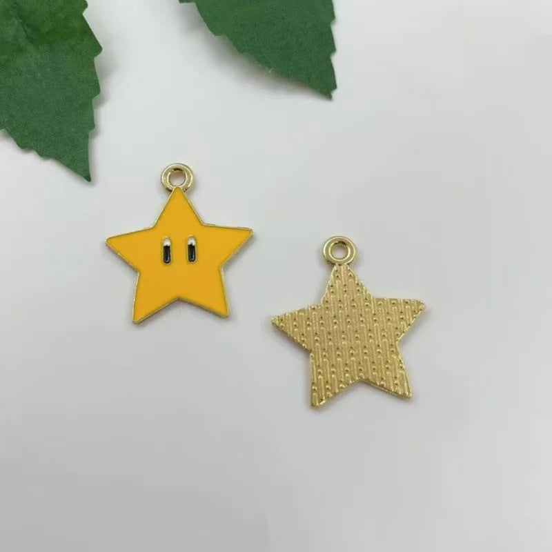 10 pieces/batch of cute cartoon enamel pendants, used for DIY earring jewelry making bracelets earrings handmade accessories