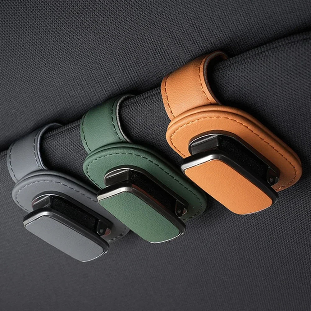 Car Eyeglass Storage Clip Card Ticket Holder Super Fiber Leather Sun Visor Sunglasses Holder Auto Interior Accessories