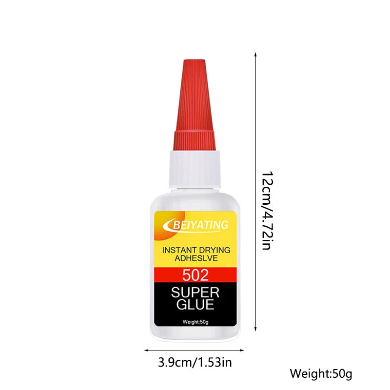 BEIYATING 30g 50g 502 Super Glue Instant Dry Strong Clear Waterproof Adhesive Quick Bond for Metal Plastic Wood Ceramic Leather