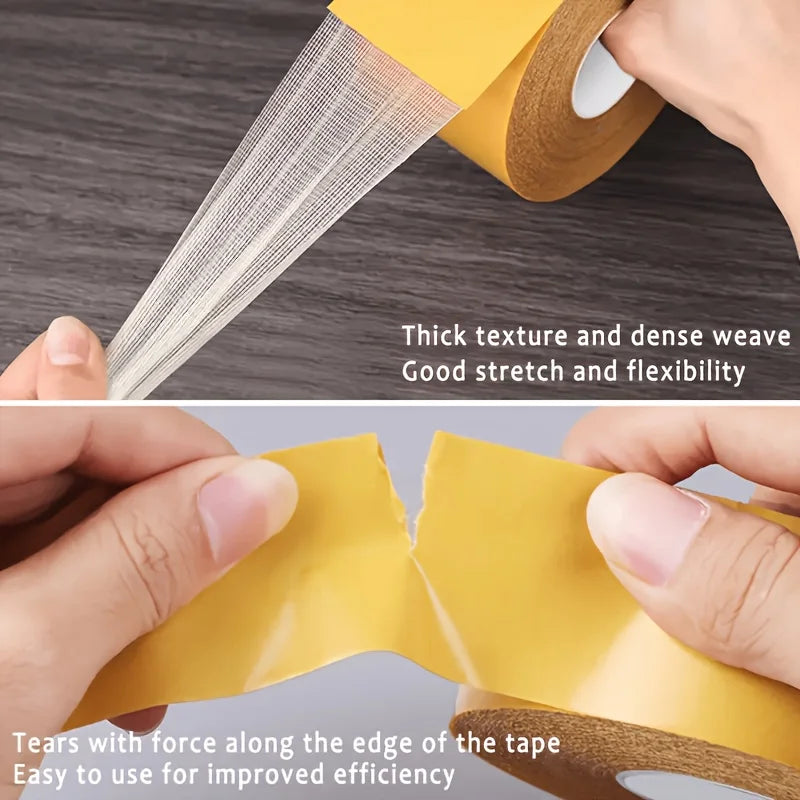 Super Thin Strong PE Double-Sided Tape Roll, Super Adhesive, Suitable for Walls, Fiberglass Mesh, Wood, Plastic, Metal Surfaces