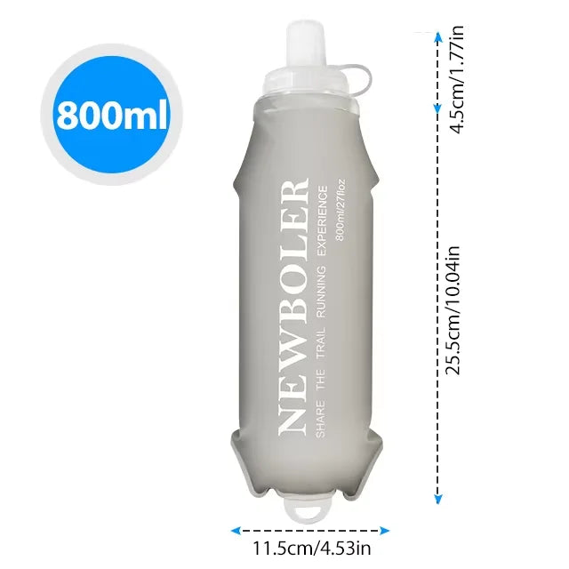NEWBOLER 800/1000ml TPU Soft Water Bottle Ultra Lightweight Foldable Wristband Fixed Anti Slip Outdoor Running Soft Water Bottle