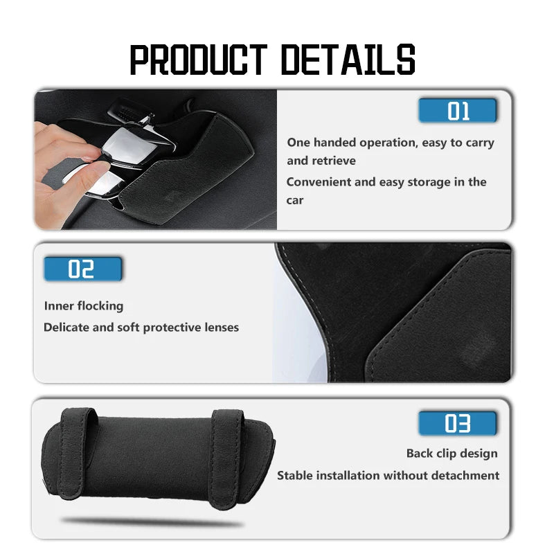Suede Car Eyeglass Case Sun Visor Glasses Holder Magnetic Clips For BMW 1 3 5 Series X1 X3 X4 X5 X7 G20 G38 F20 F39 F48 E46