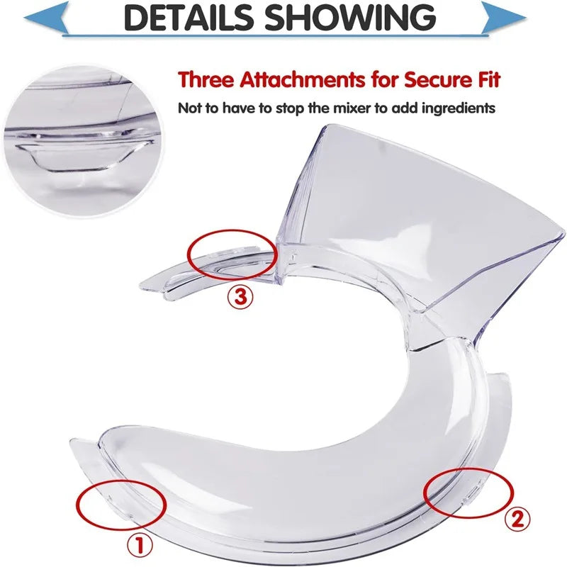 2Pc/Set Silicone Flex Edge Beater + Pouring Shield - Secure Fit Splatter Guard for KitchenAid 4.5-5Qt Tilt-Head Stand Mixers