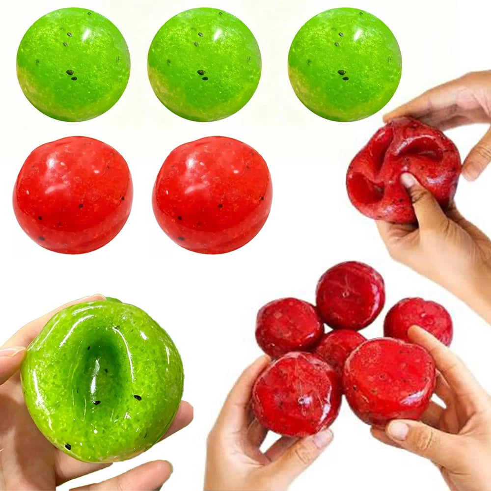 Kiwi & Watermelon Slush Squeeze Ball Squishy Fidget Toy Crunchy Sound Handmade Squishy Ball Realistic Simulation Decompress Toy