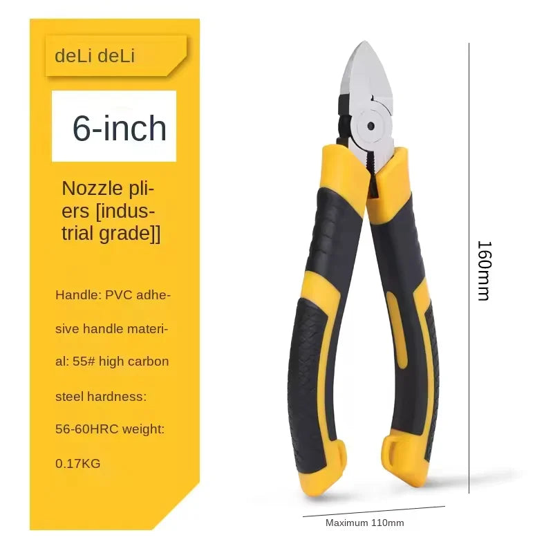 Deli CR-V 5/6 Inch Plastic Diagonal Pliers Multifunctional Cutting Side Scissors for Jewelry Wire Cable Electrical Tools