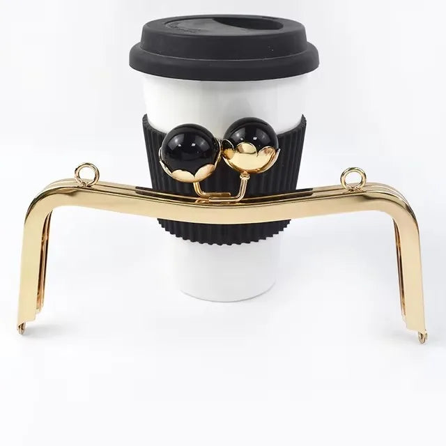 1/2/3Pcs 20cm Metal Bag Handle Retro Pearl Kiss Clasp Lock Buckle Purse Frame DIY Sewing Handbag Brackets Hardware Accessories