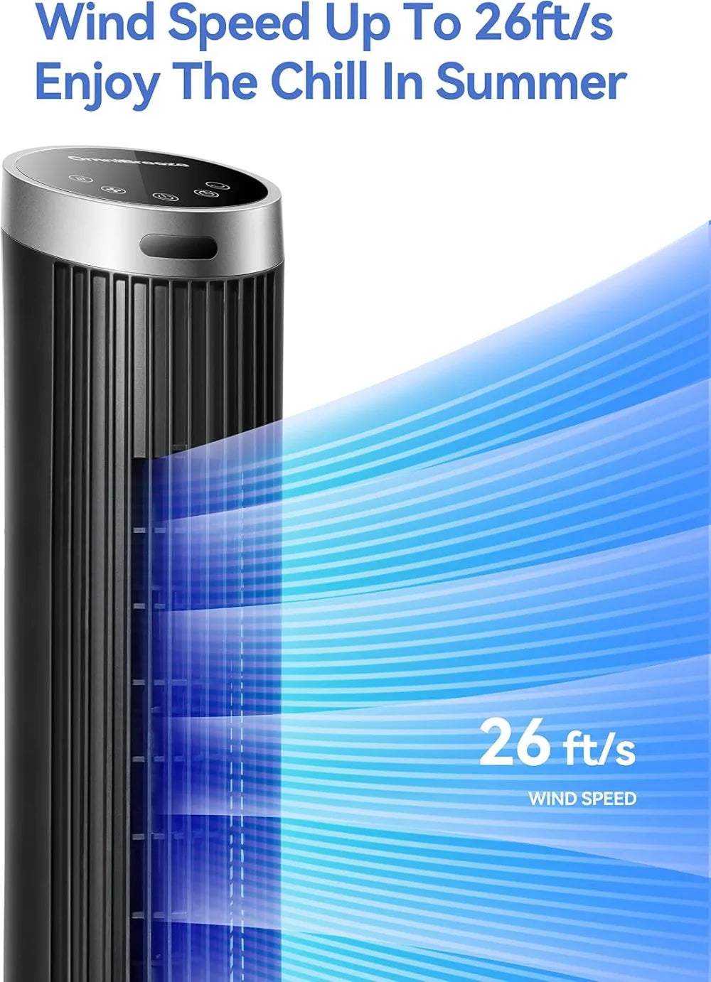 36 Inch Tower Fan with Remote, LED Display, Quiet Bladeless Floor Fan for Living Room & Bedroom