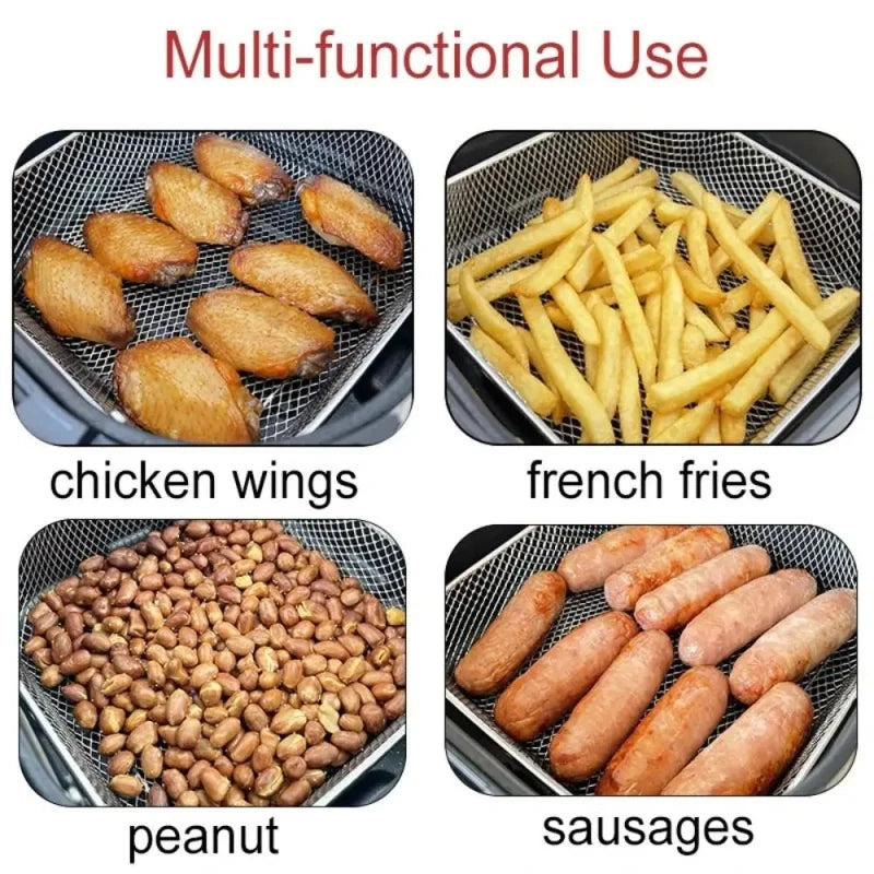 Multi Functional 304 Stainless Steel Air Fryer Accessories Stackable Rack Non-stick Airfryer Tray Grill Basket Kitchen Gadgets