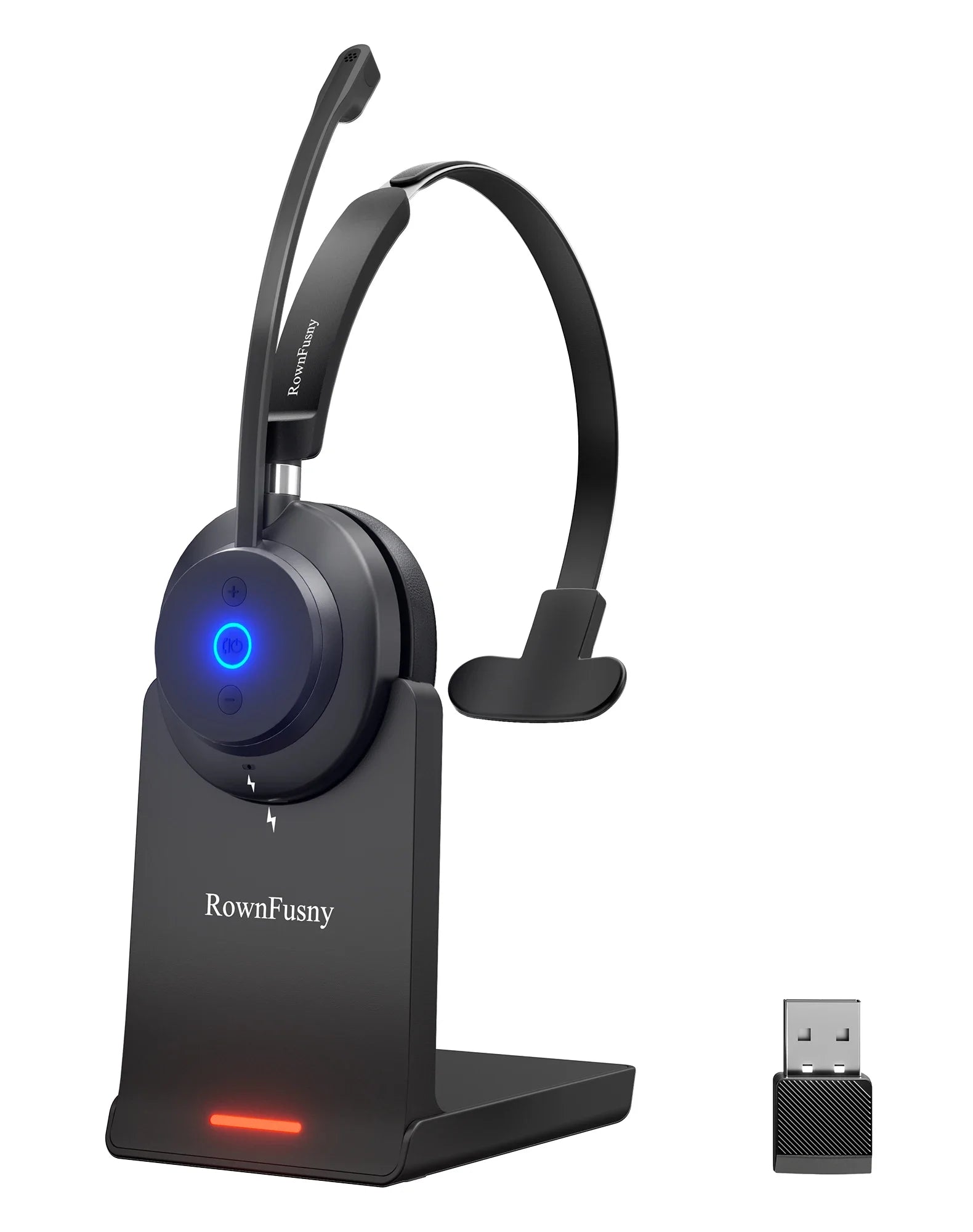 RownFusny Wireless Headset with Mic for Work Bluetooth & USB Dongle Computer Headset for Office/Home/CallCenter/Teams/Zoom/Skype