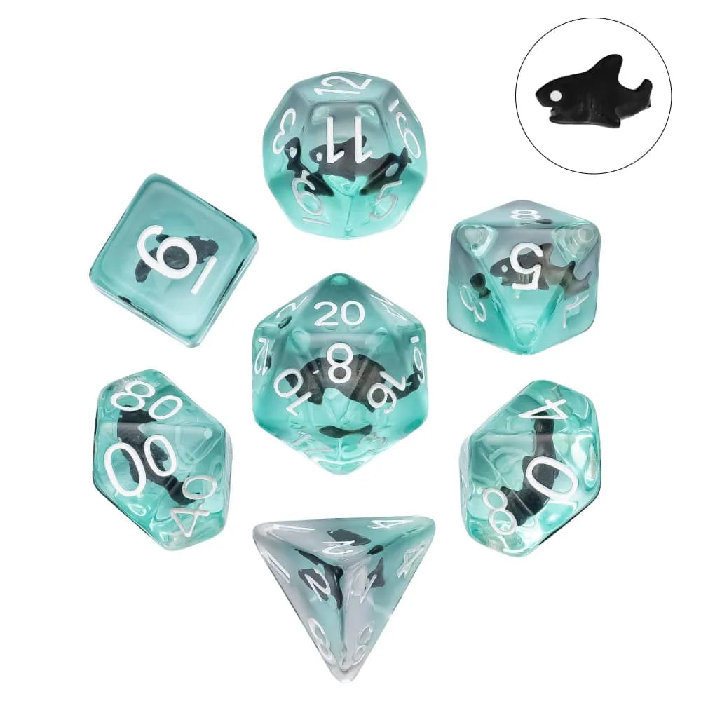 Cusdie 7 SKULL DND Dices Transparent D4 D6 D8 D10 D% D12 D20 Polyhedral Dice Set for D&D Pathfinder Role Playing Board Games