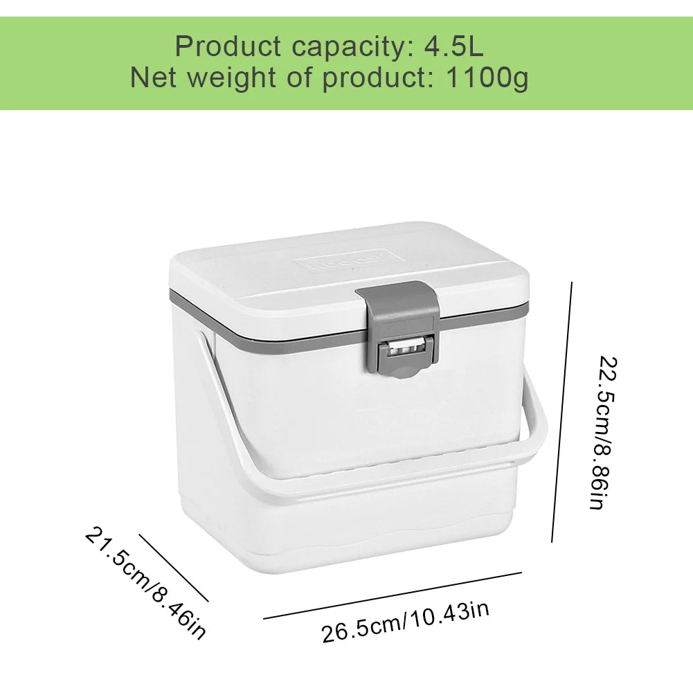 4.5L Camping Car Refrigerator with Handle Picnic Ice Bucket Heat Preservation Food Storage Cooler Box for Camping Tailgating