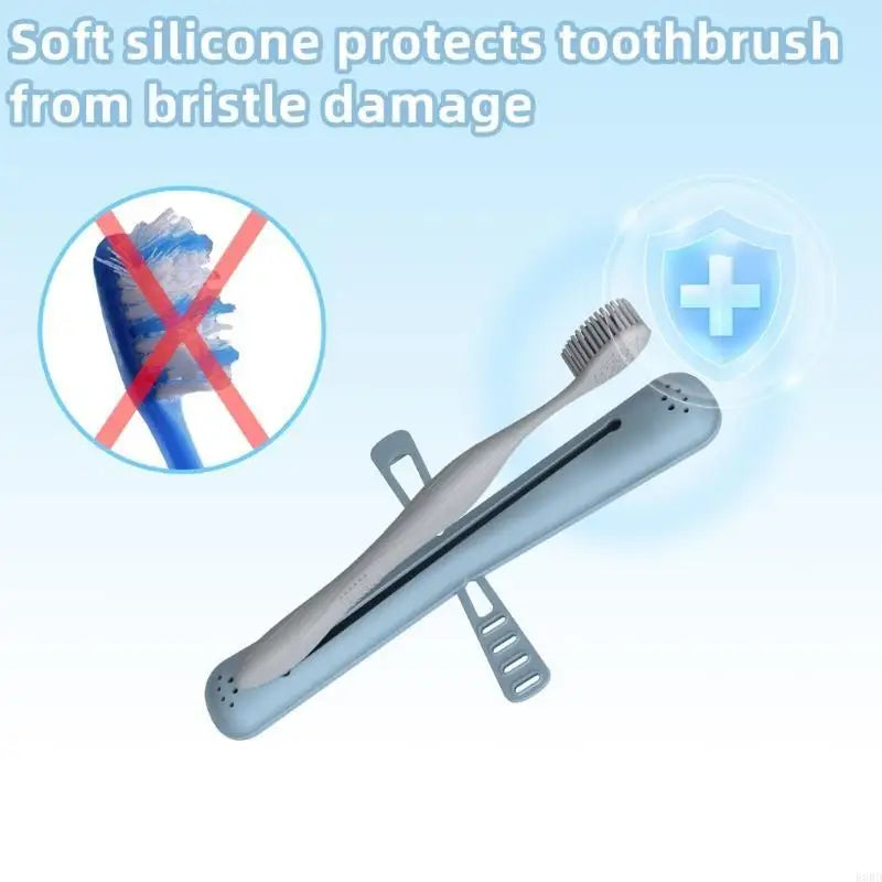 E0BD Reusable Silicone Toothbrush Cover Case For Traveler with Toothpaste Clip