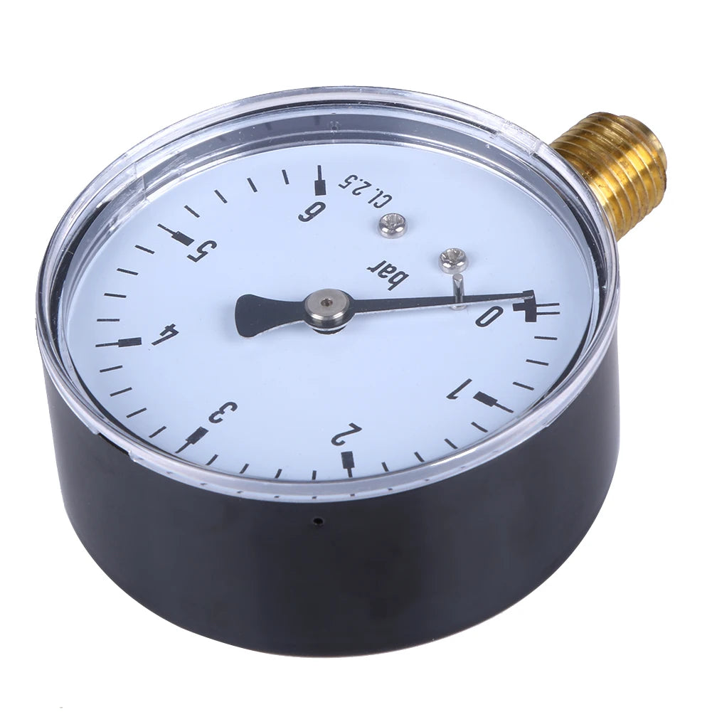 6 Bar Manometer 1/4 NPT Air Compressor High Strength Pressure Gauge 2.3 Face for Air Water Oil Gas Measurement