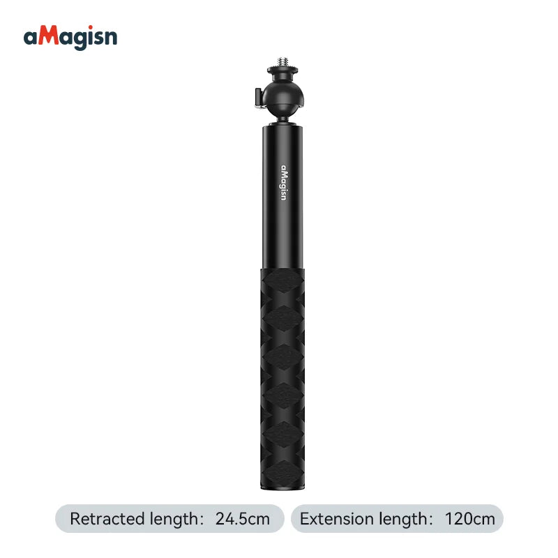aMagisn Extendable Selfie Stick 70CM 120CM with 360°Ball Head for Insta360 Ace Pro 2 X5 X4 Air Gopro Hero 13 12 DJI Action 5 pro