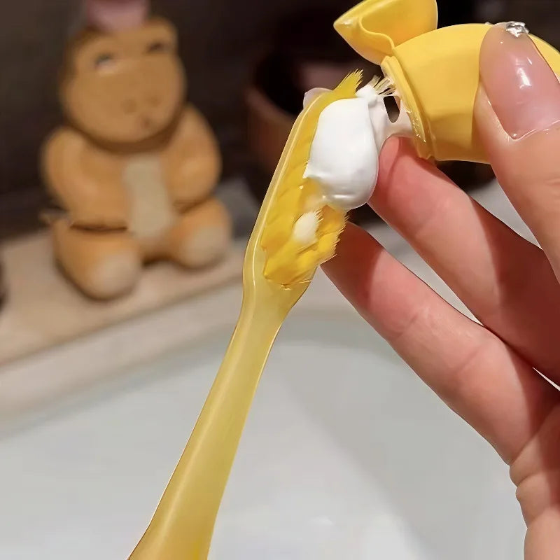 Banana Shape Toothbrush Cover & Toothpaste Travel Case, Silicone Dustproof Holder, Camping, Home