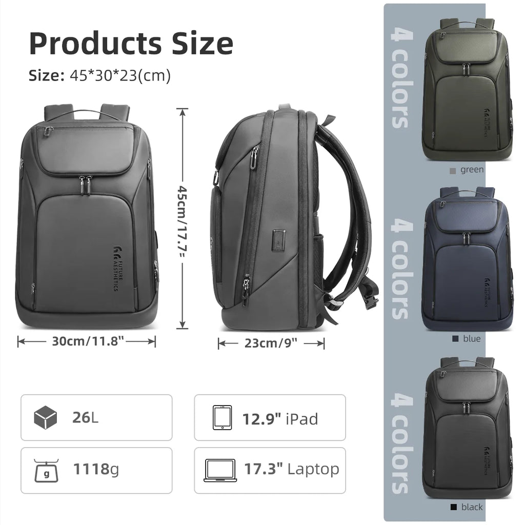 HK Travel Business Backpack for Men Large Capacity 17 Inch Laptop Backpack Multifunctional Anti-Theft Backpack Weekender Daypack