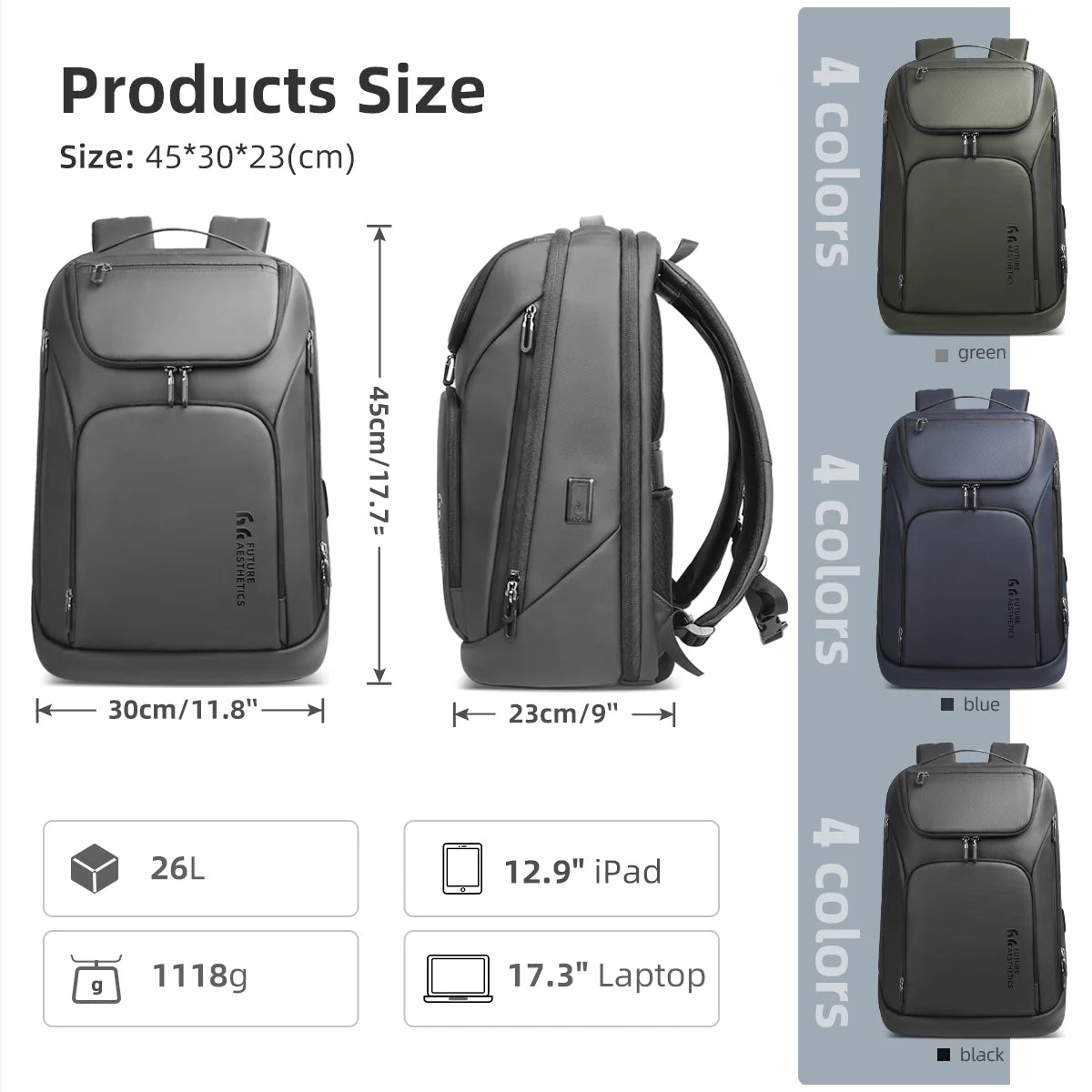 HK Travel Business Backpack for Men Large Capacity 17 Inch Laptop Backpack Multifunctional Anti-Theft Backpack Weekender Daypack