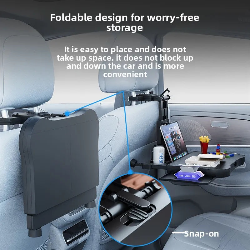 360° Rotating Car Tray Table - ABS Backseat Mount, Laptop & Drink Holder for Road Trips