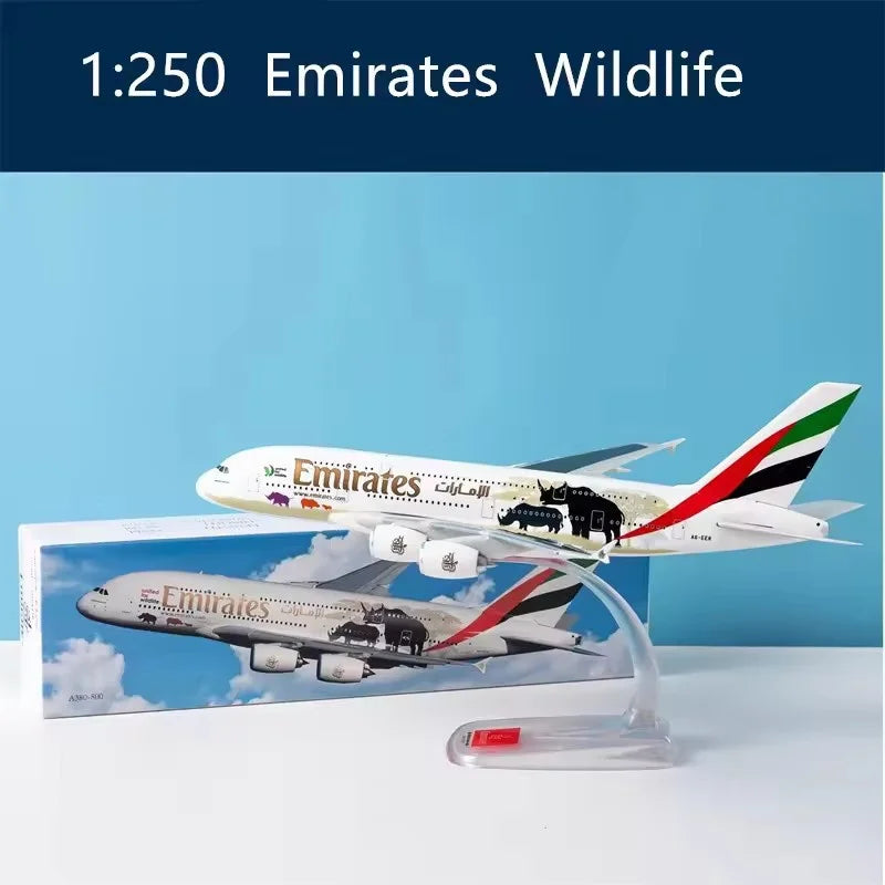 1:250 Model Singapore A380/Emirates Wildlife/Miracle/UAE Museum/Qantas/Aircraft Assembly Plane Airplanes Collection Display