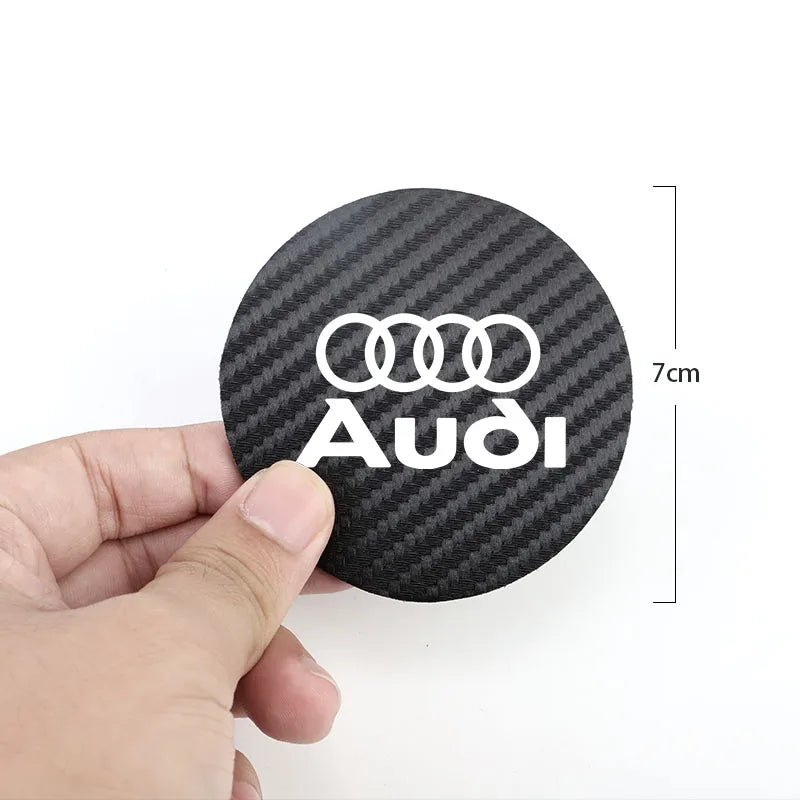 Car Coaster Cup Holder Carbon Fiber Pattern Non-Slip Mat For Audi Sline A4 A3 A6 TT S4 S5 S6 A1 A2 A5 A7 A8 Q1 Q2 Q3 Q4 Q5 Q6 Q7