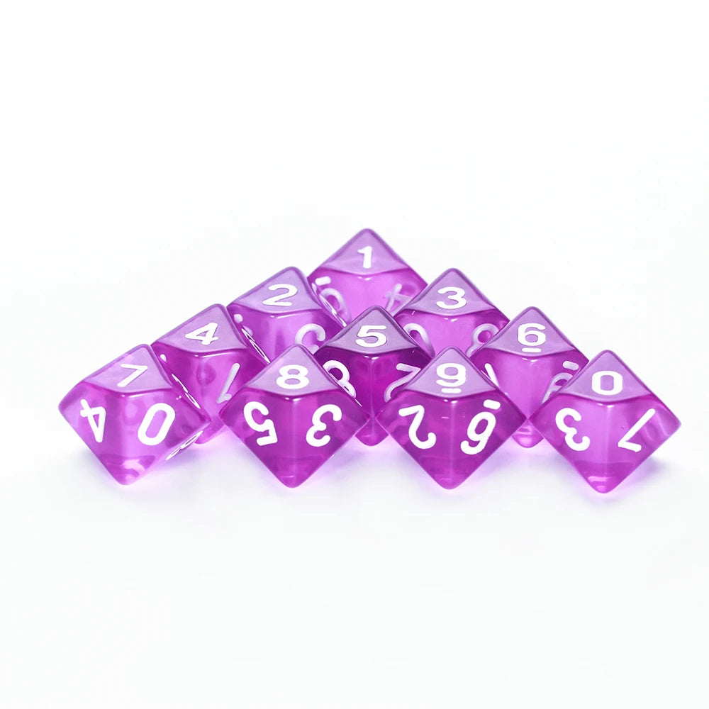 Board Game D10 Dice 10pcs Digital 0-9 Polyhedral Dice for Table Role Playing Game DND COC