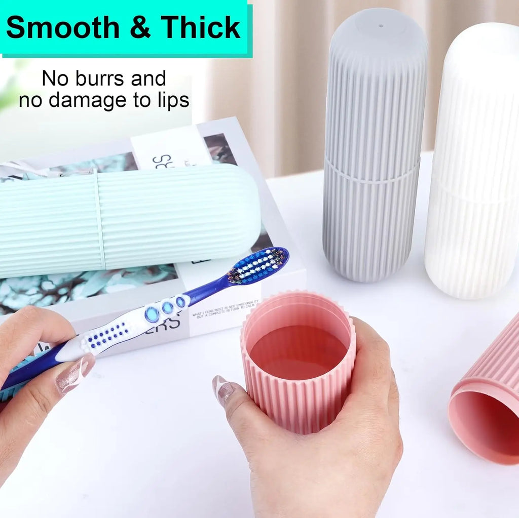 Portable Vertical-Striped Travel Wash Cup Simple Household Mouthwash Cup with Toothbrush And Toothpaste Storage Box