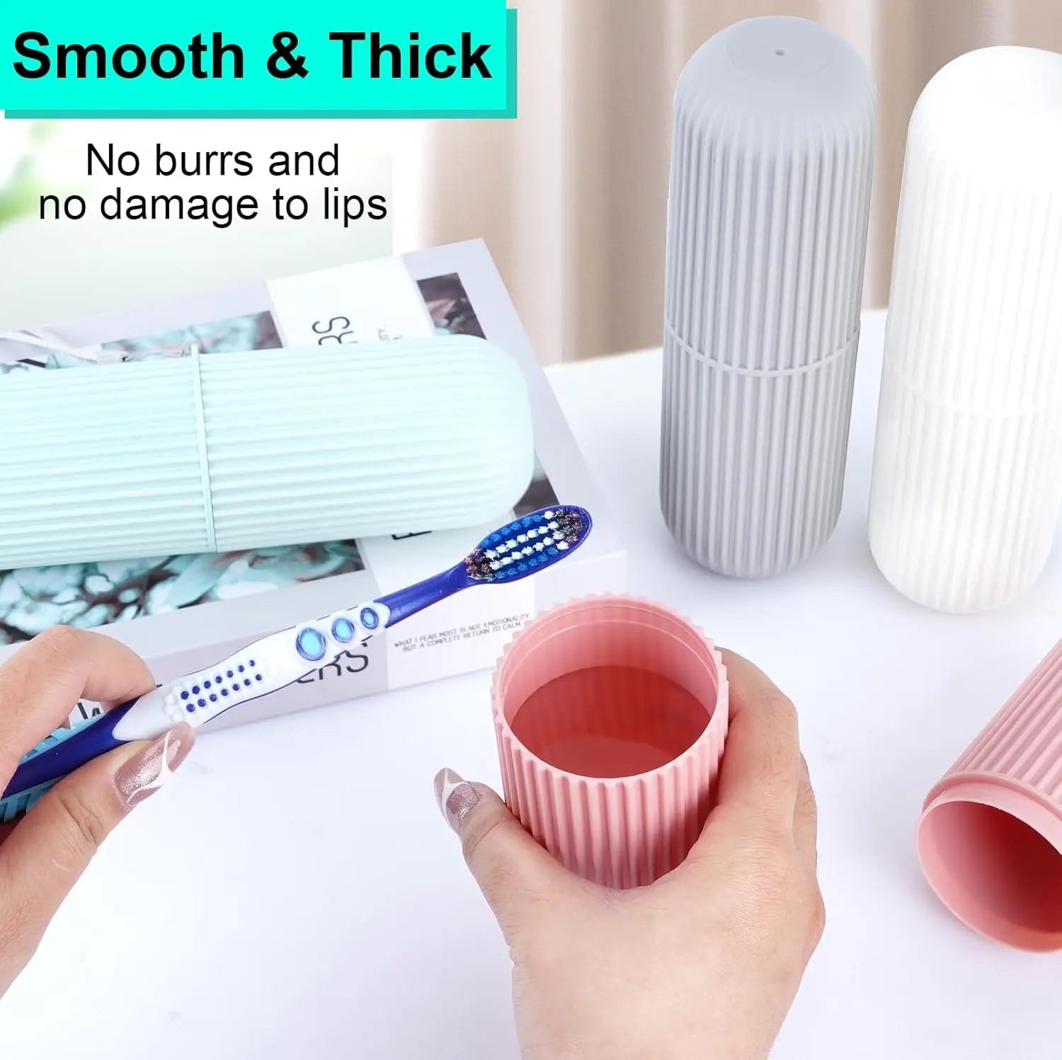 Portable Vertical-Striped Travel Wash Cup Simple Household Mouthwash Cup with Toothbrush And Toothpaste Storage Box