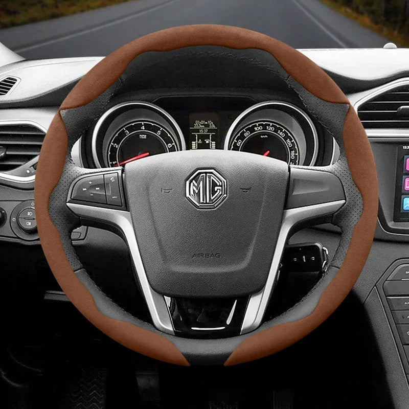 Suitable for Mg Non-Slip Buckle Segmented Suede Steering Wheel Cover Suitable for Zs Mg3 Hybrid Luxury 2025 One Mg4 Mulan Hs 5 6