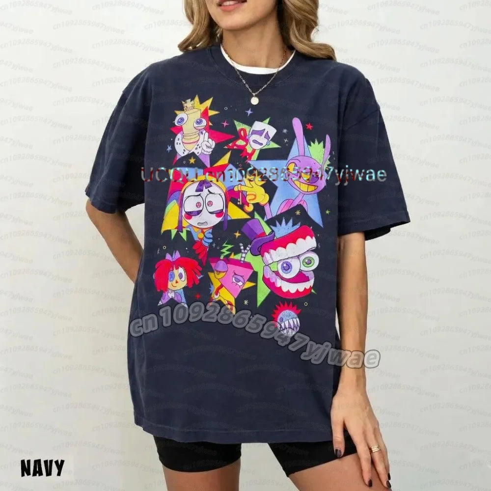 The Amazing Digital Circus Periphery T-shirt Men and Women New Summer Cotton Y2K Clothing Fashion Comfortable Short Sleeve Tops