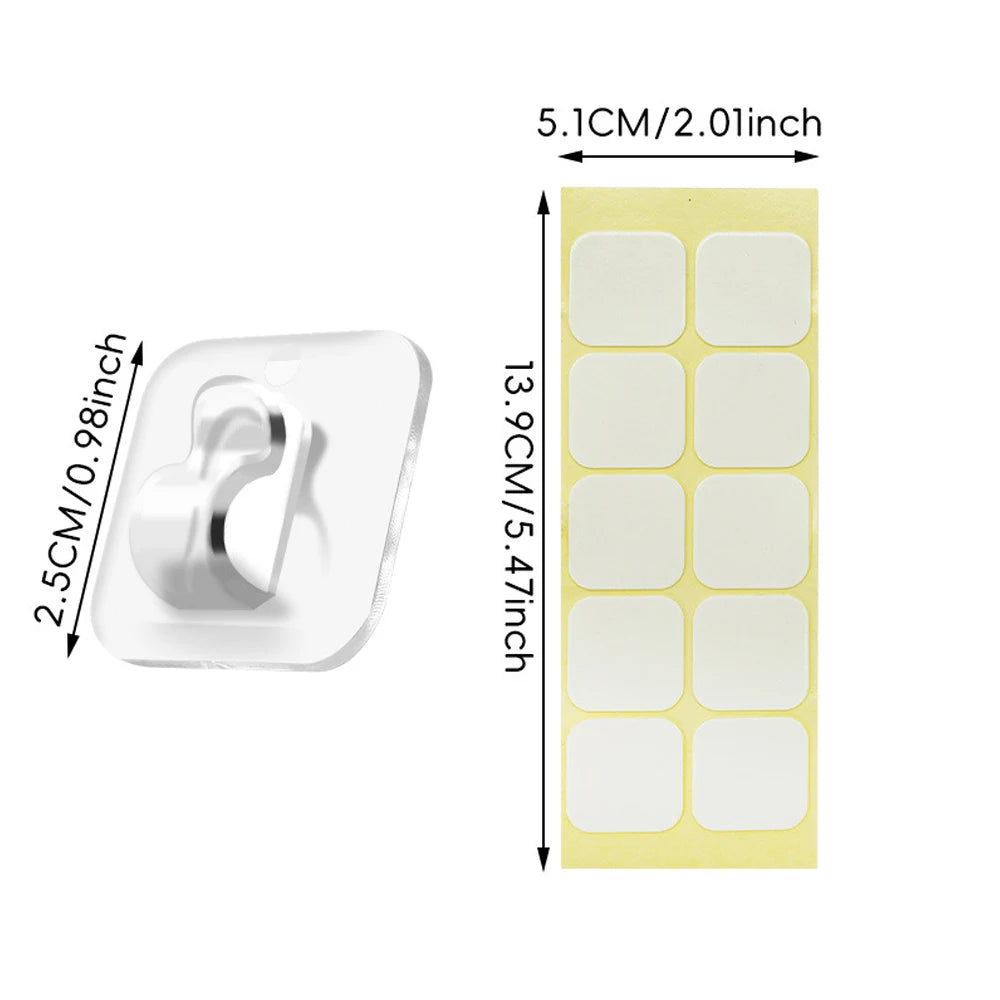 Self Adhesive Cable Fixing Hook, Wall Hooks for Hanging String Light, Transparent Cable Hooks Organizer, Light Strip Rope Wire H