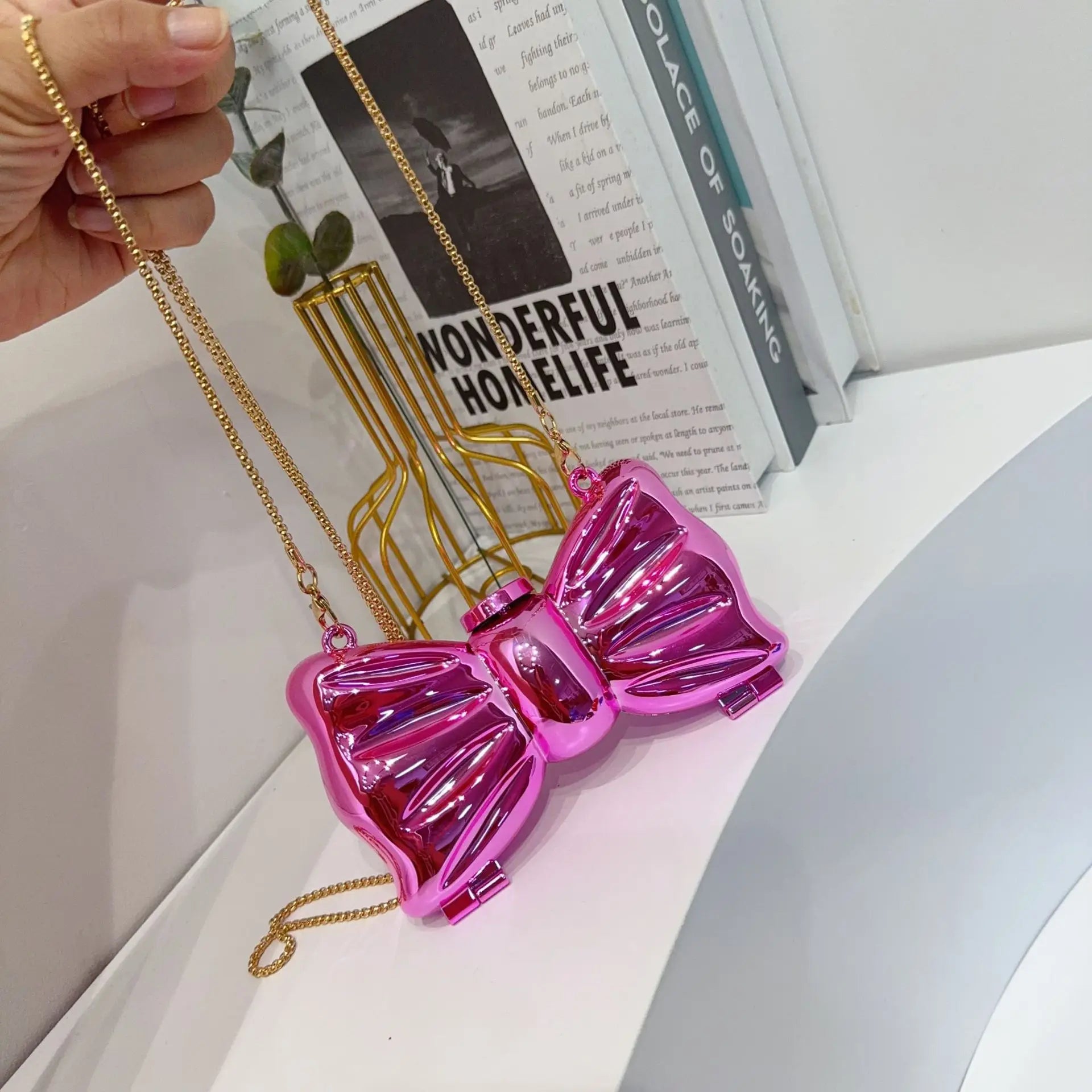 Luxury Golden Evening Bag Purses and Handbags Designer Shoulder Bags Funny Shape Party Wedding Round Acrylic Shiny Clutch Purse