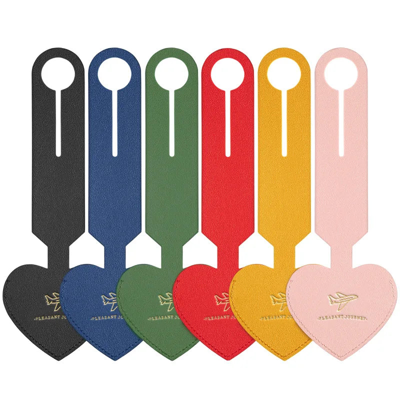 Korean Heart Shaped PU Luggage Tags Women Men Holiday Travel Accessories Suitcase Tag Name ID Address Lable Bag Tags for Luggage