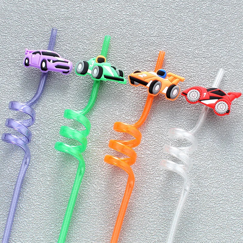 8pcs car shaped straws, reusable drinking milk, birthday theme party straws wedding cocktail bar party straws