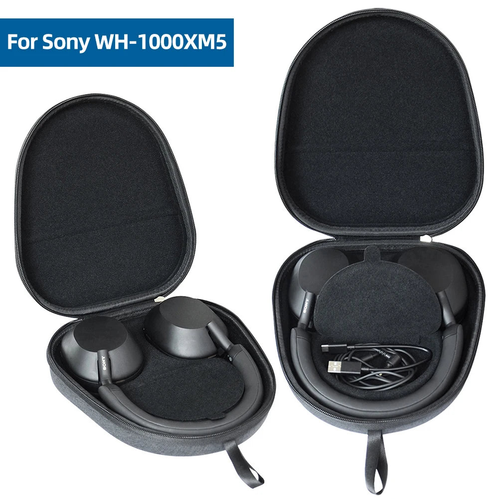 1pc Hard Carrying Case for Sony WH-1000XM5 Headphone EVA Shockproof Travel Protective Case Anti-Scratch Headset Storage Box Bag