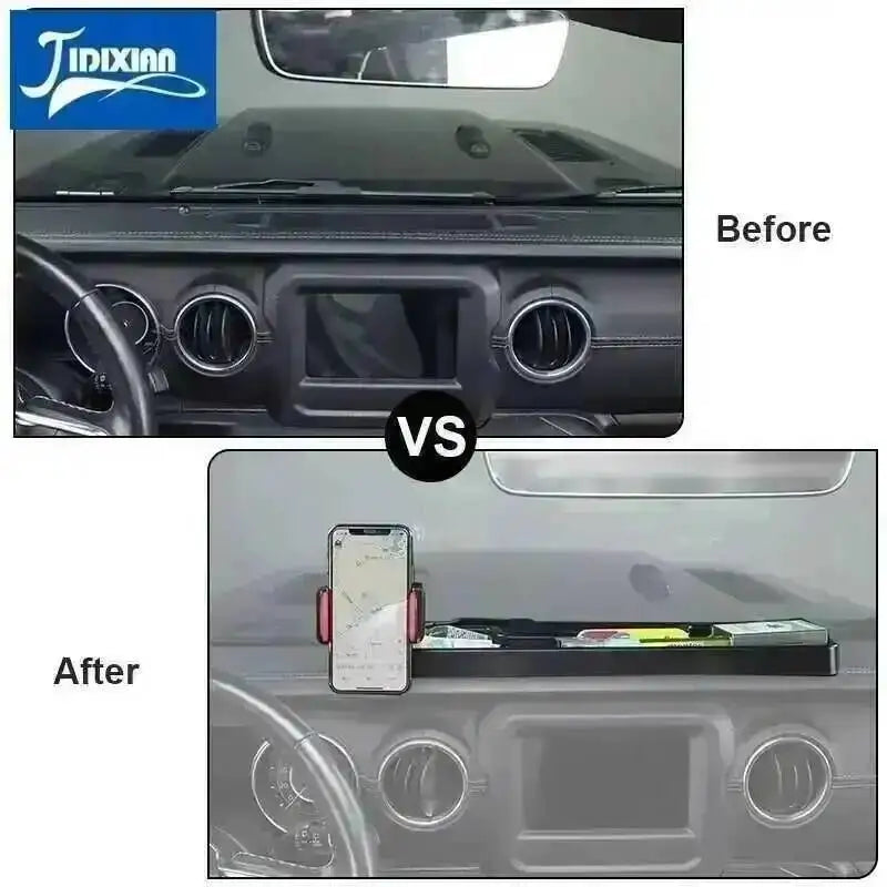 JIDIXIAN for Jeep Wrangler JL 4Xe for Gladiator JT 2018 2019 2020 2021 2022 2023 2024 2025 Dashboard Phone Holder Storage Box
