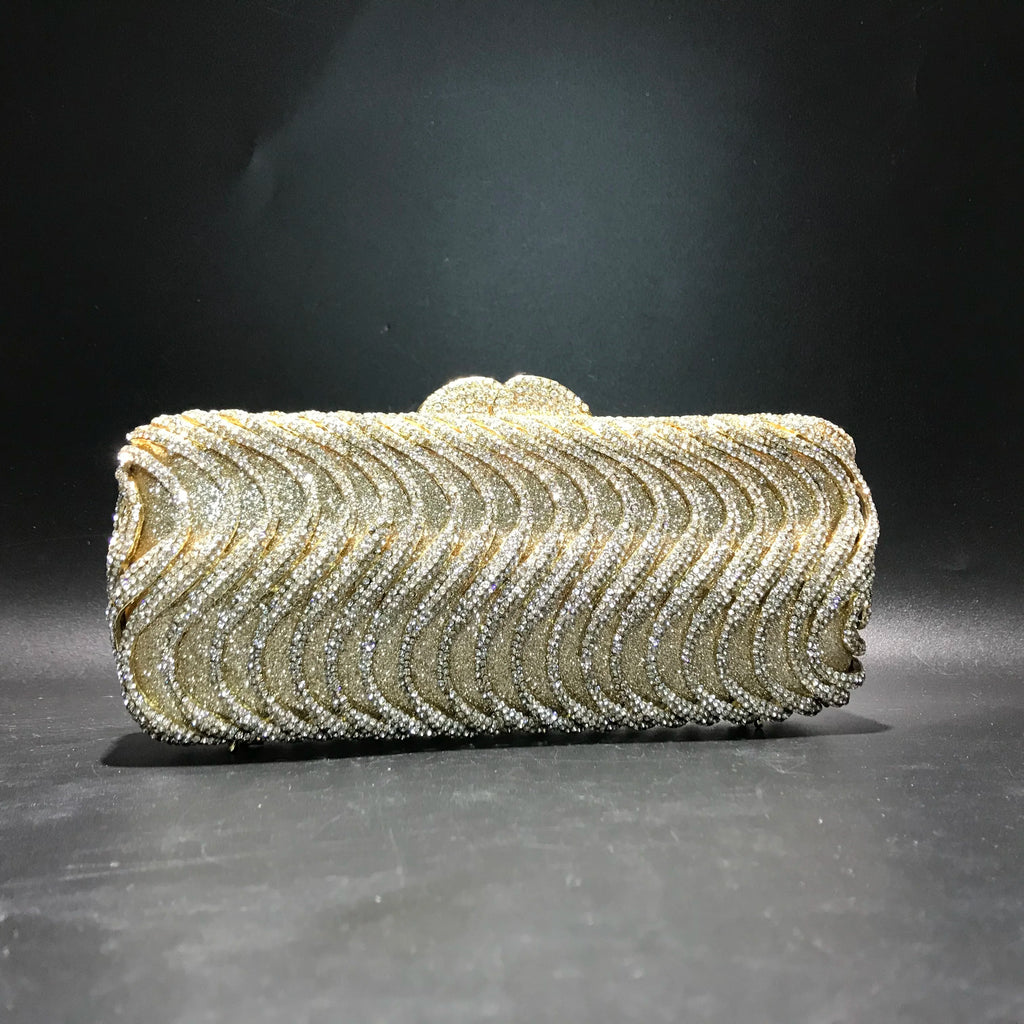 Luxury luxury crystal clutch bag elegant S-shaped striped wallet bridal wedding party ladies evening bag