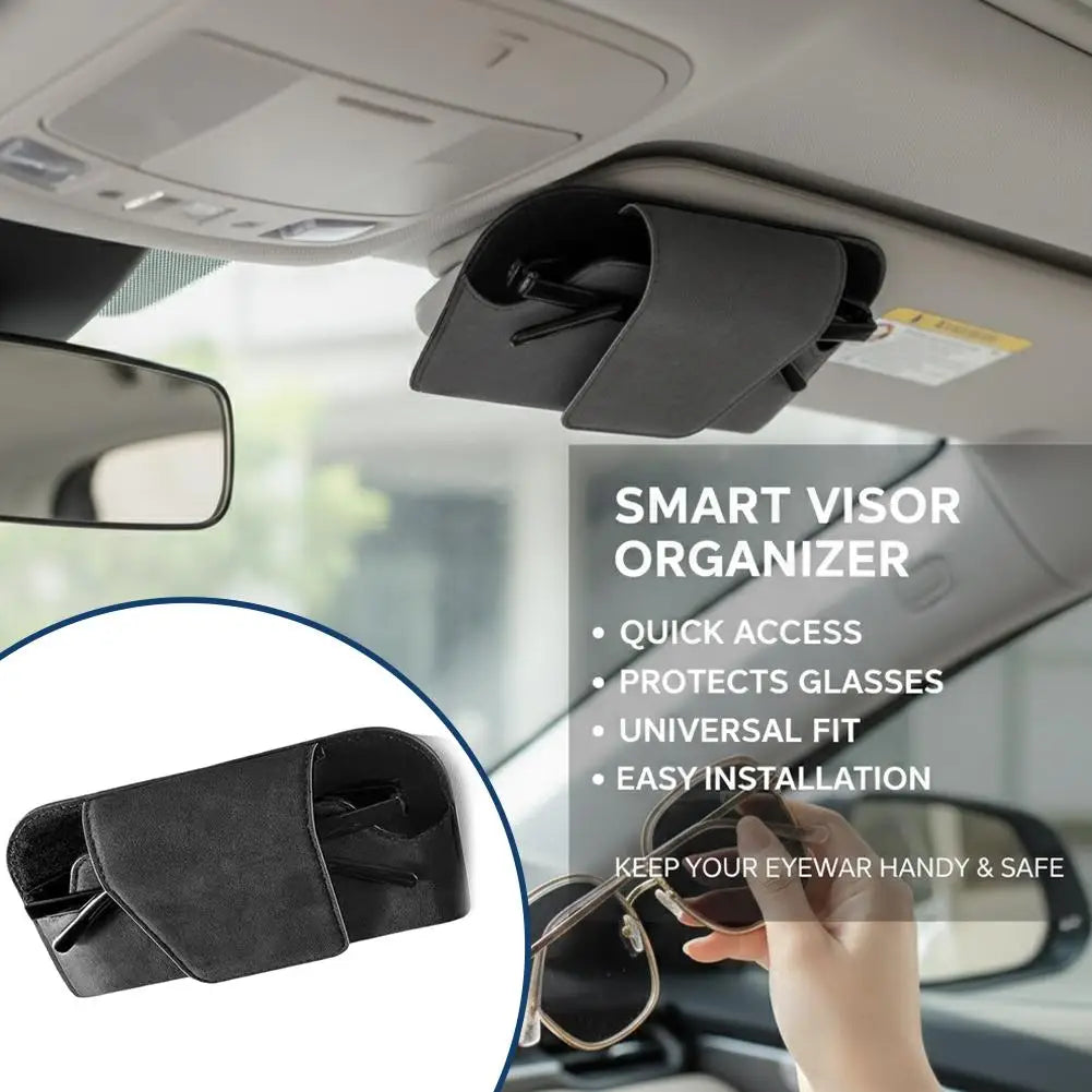 Portable Car Glasses Case Universal Sun Visor Sunglasses Holder Box OneHand Access Eyeglass Storage Auto Accessories