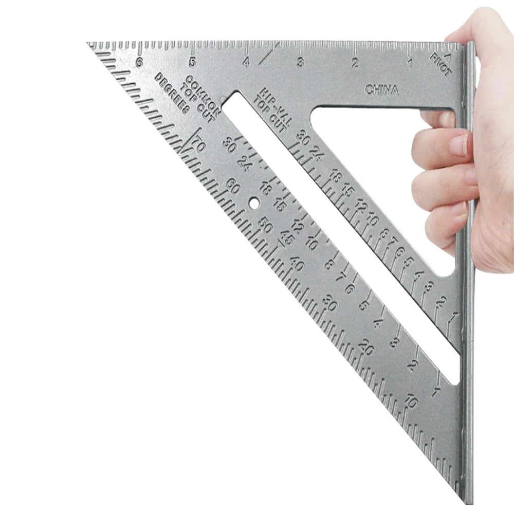 7-inch imperial set square, 90-degree reinforced silver set square, aluminium alloy carpenter’s measuring ruler