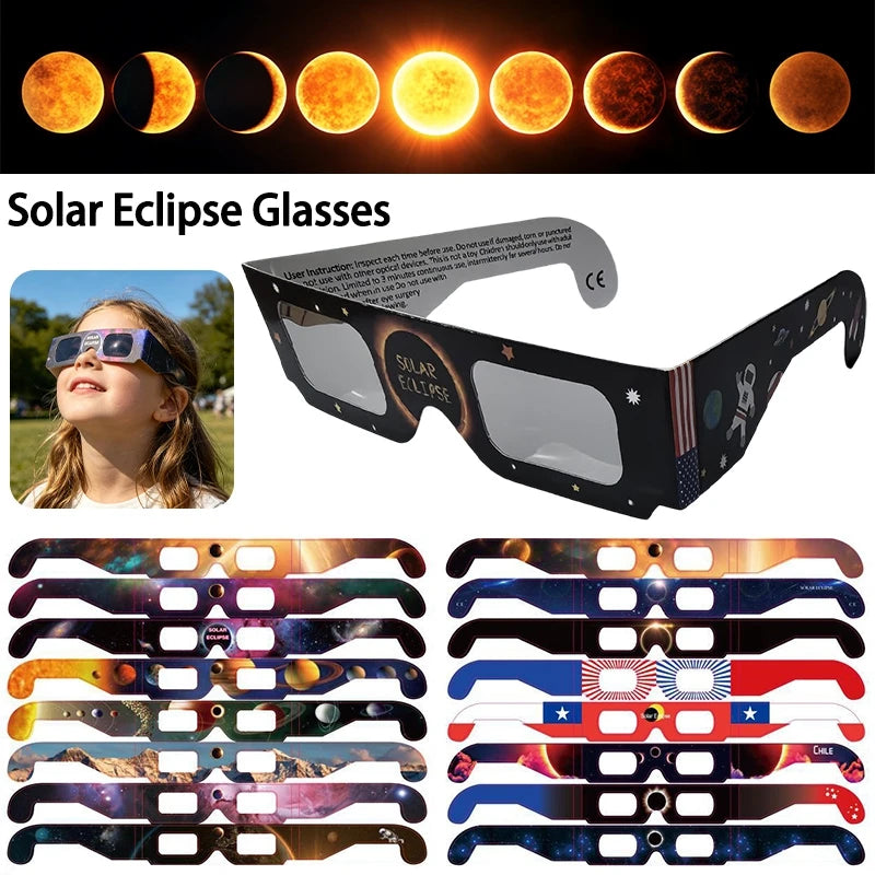 5/10/20pcs Safe Solar Eclipse Anti-uv Glasses Direct Sun Viewing Observe Total Eclipses Glasses Adults Kids Protect Eyes Eyewear