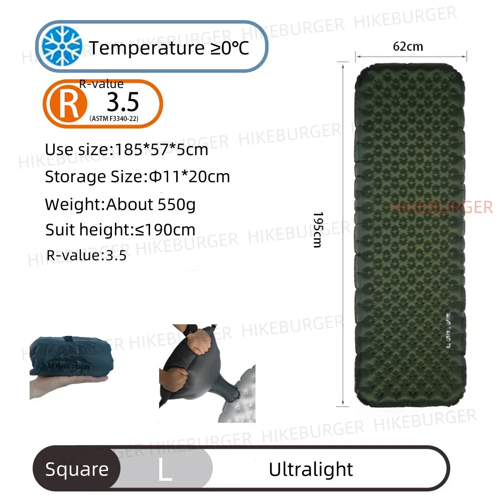 Light Tour R Value 7.5 Camping Inflatable Mattress Outdoor Portable Sleeping Pad Ultralight Hiking Single People Mat R4.2/R3.5