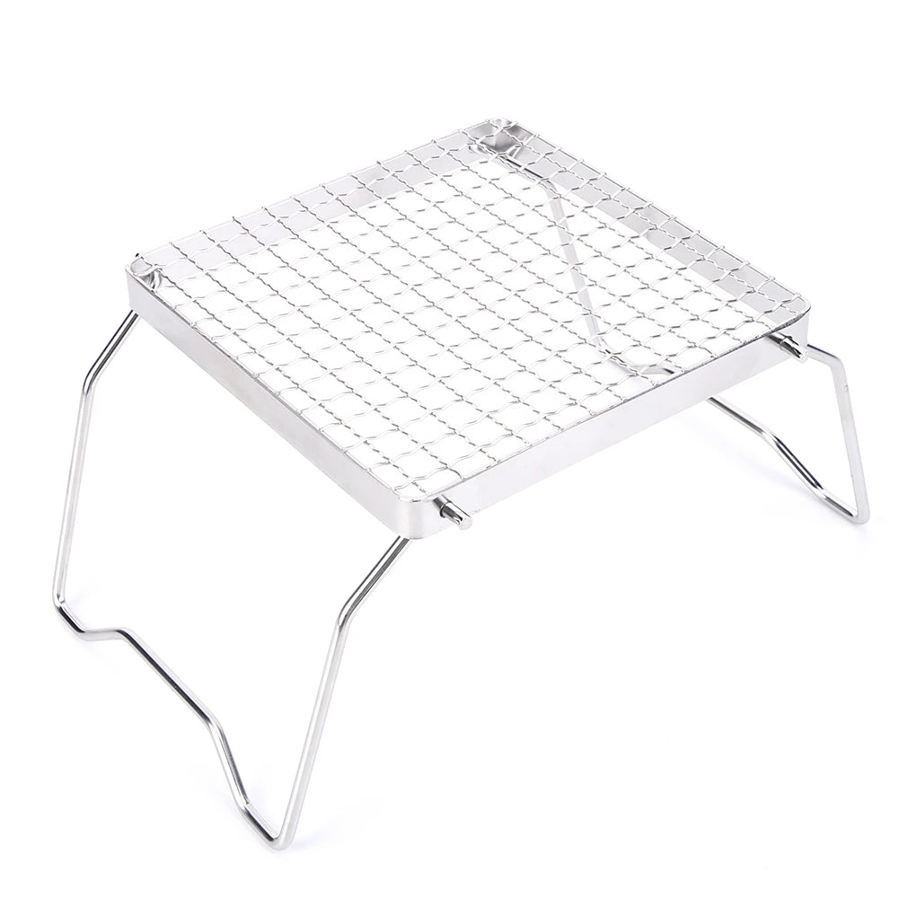 Mini Barbecue Grill Stand Stainless Steel Portable Burner Stand Heat Resistance Foldable Stove Pot Rack Barbecue Accessories