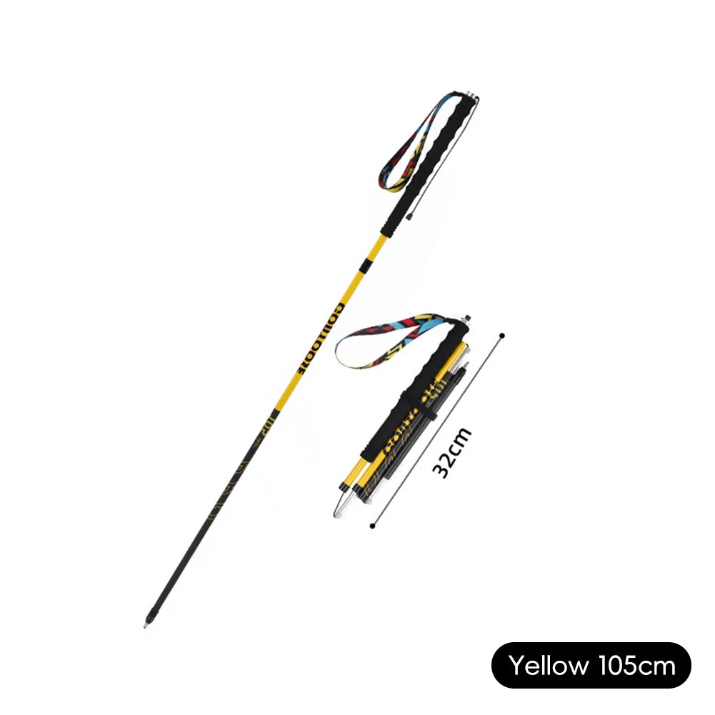 2026 New Ultra Light Carbon Fiber Trekking Pole Foldable Design Professional Hiking Trail Running Walking Stick 105-125CM Length
