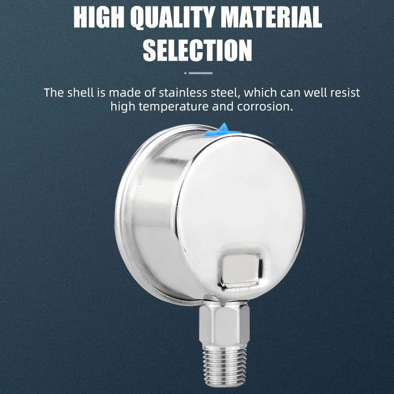 MAIRUIKESI Stianless steel pressure gauges 50mm(2") Accuracy 2.5% Bottom Connection  Hydraulic High water vacuum manometer