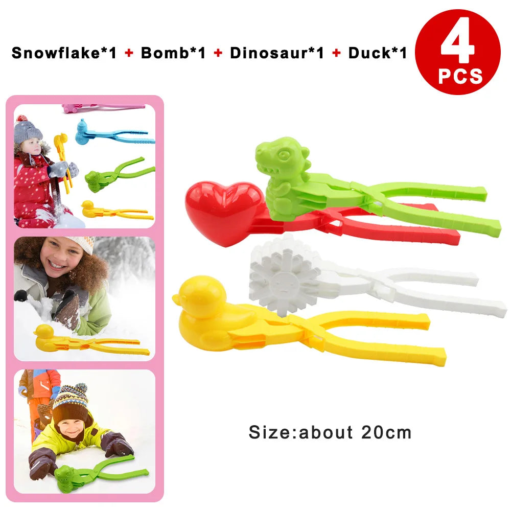4pcs Cute Bear Duck Snowball Clip Snow Clay Ball Maker Creative Snowballs Mold Snow Shovel for Kids Outdoor Sports Snow Toys