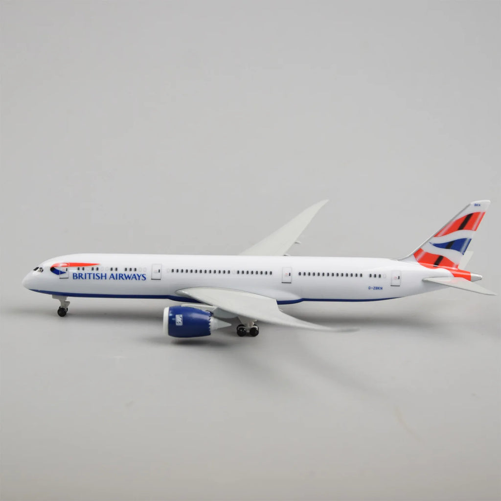 1/300 Scale 20cm Britain B787 Diecast Metal Airplane Model Toy Kits with Stand for Collections Displays or Boy Gift