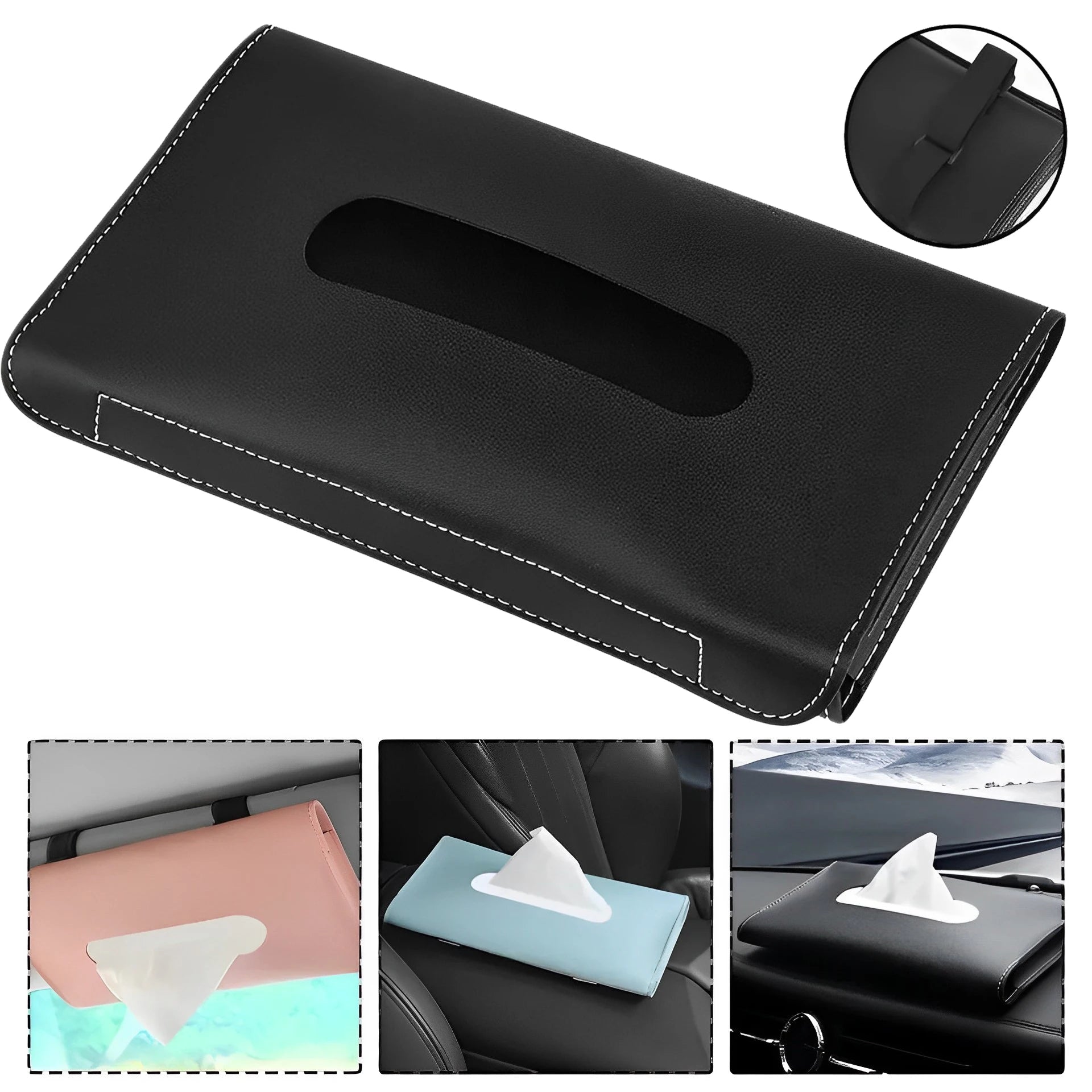 Car Sun Visor Tissue Box PU Leather Tissue Box Holder Car Sun Visor Mask Storage Box Car Interior Decoration Auto Accessories