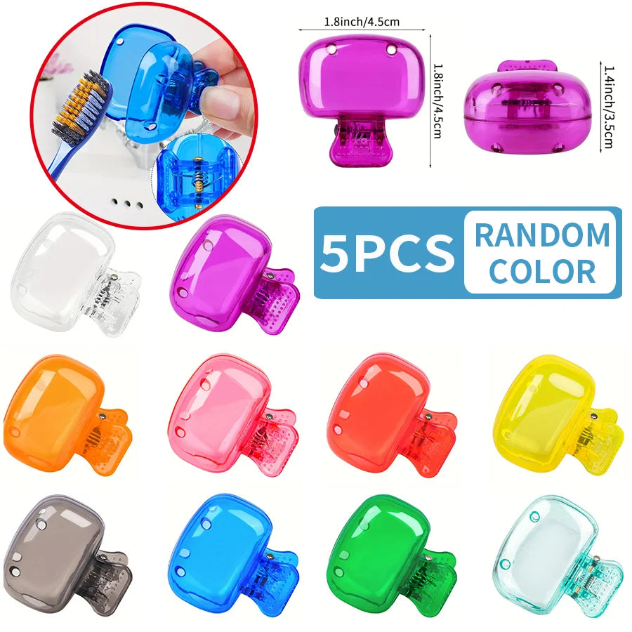 5pcs Household Toothbrush Storage Clip - Portable Travel Toothbrush Dust Protective Cap - Storage Box Portable Toothbrush Head