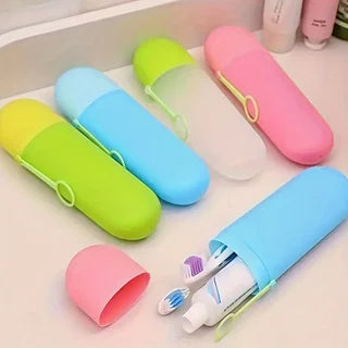 Dopamine Portable Toothbrush Case with Lid Hangable Travel Toothbrush Case Multifunctional Dustproof Toothbrush Storage Box