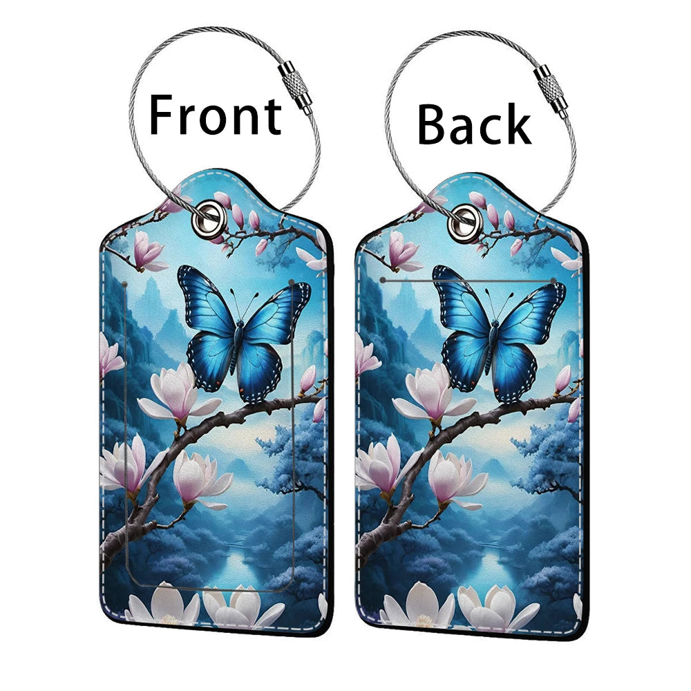 HOT SALE Tyrant butterfly Leather Business Luggage Tag Suitcase Address Label Luggage Boarding Case Label Name ID Address Clip